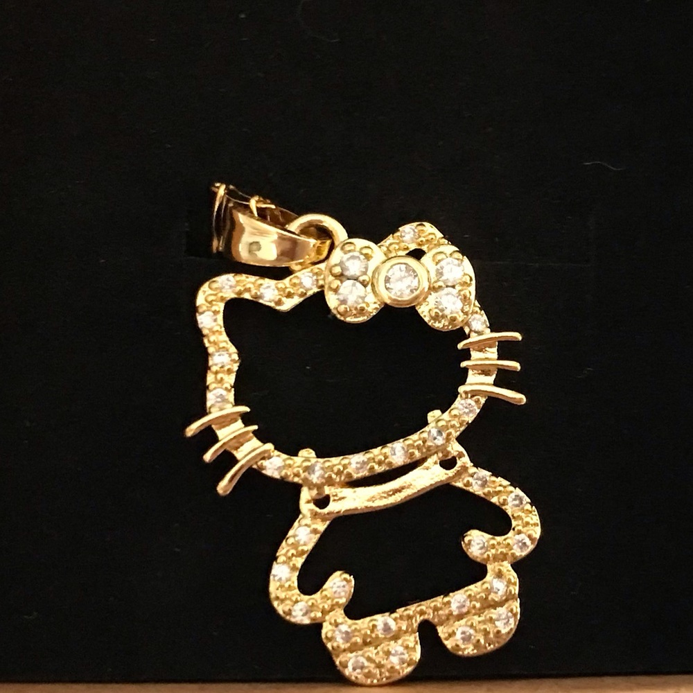 Hello Kitty Gold Tone Crystal Outline Pendant